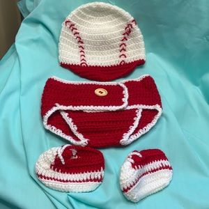 Baseball knit newborn baby outfit